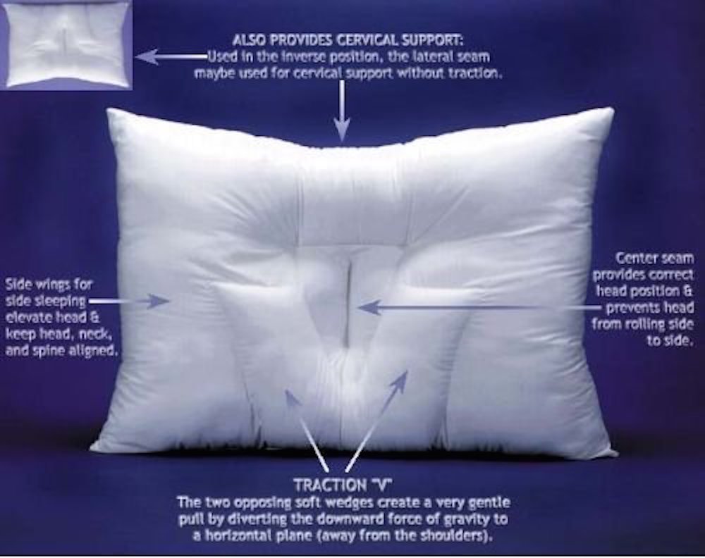 V pillow outlet for neck pain