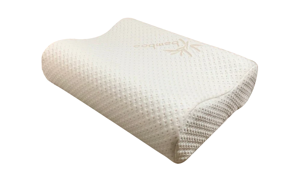 Old memory foam pillow showing loss of shape and reduced neck support.