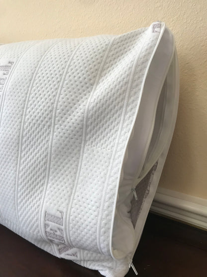 Memory Foam + Fiber Neck Pillow for Sleeping- Adjustable Pillows for the Side & Back Sleeper with Washable Cooling Tech Pillow Covers *Queen or King*